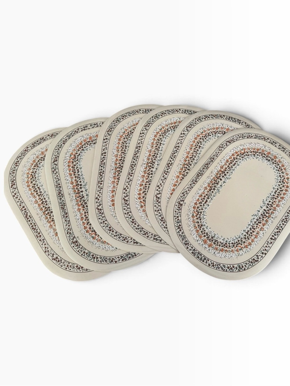 Vintage Cottagecore Flower Time Floral Bohemian Vinyl Placemats Set of 6